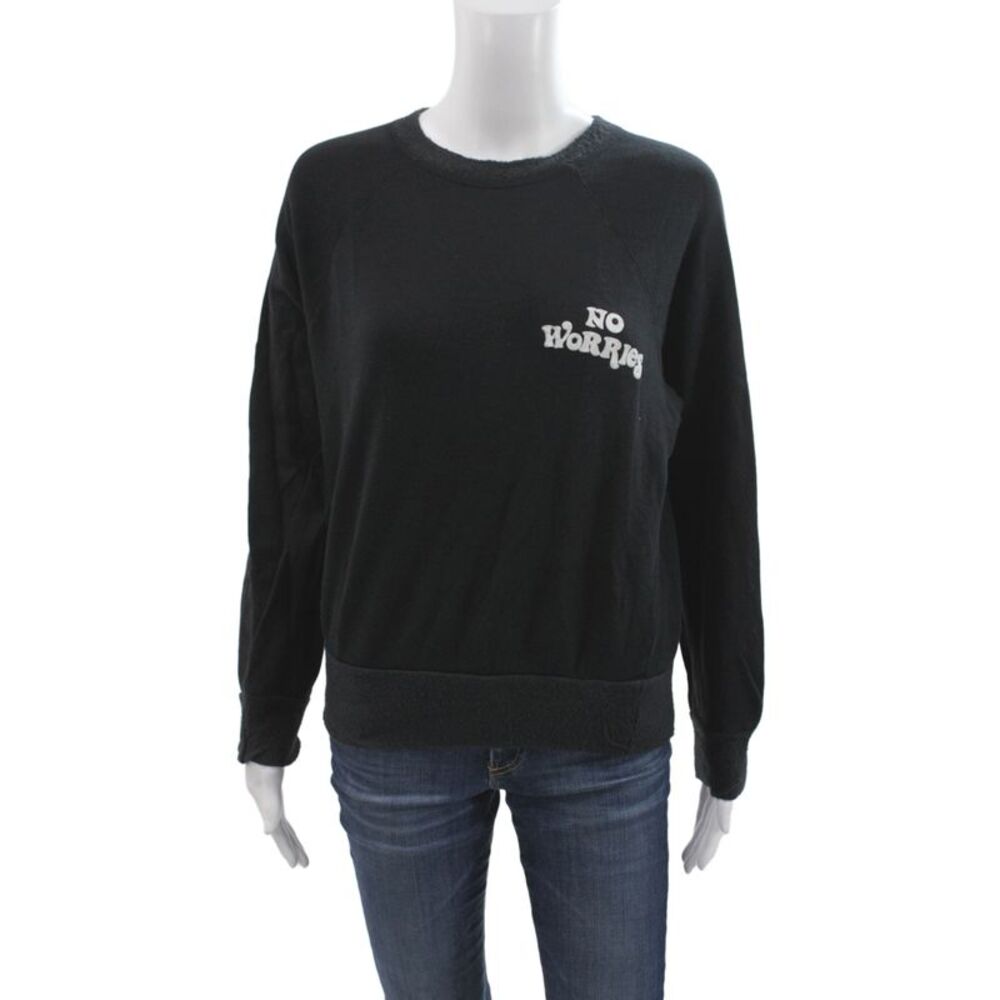 Daydreamer Womens Pullover Sweatshirt Black Crewneck Long Sleeve Size S